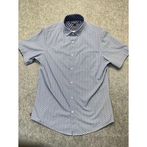 Mizzen + Main Shirt Men's Small Blue Geometric Leeward Trim Stretch Short Sleeve